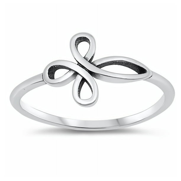 Cute Jewelry Gift for Women in Gift Box Cross & Vines Glitzs Jewels 925 Sterling Silver Ring 